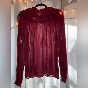 Dark red blouse with slit sleeves